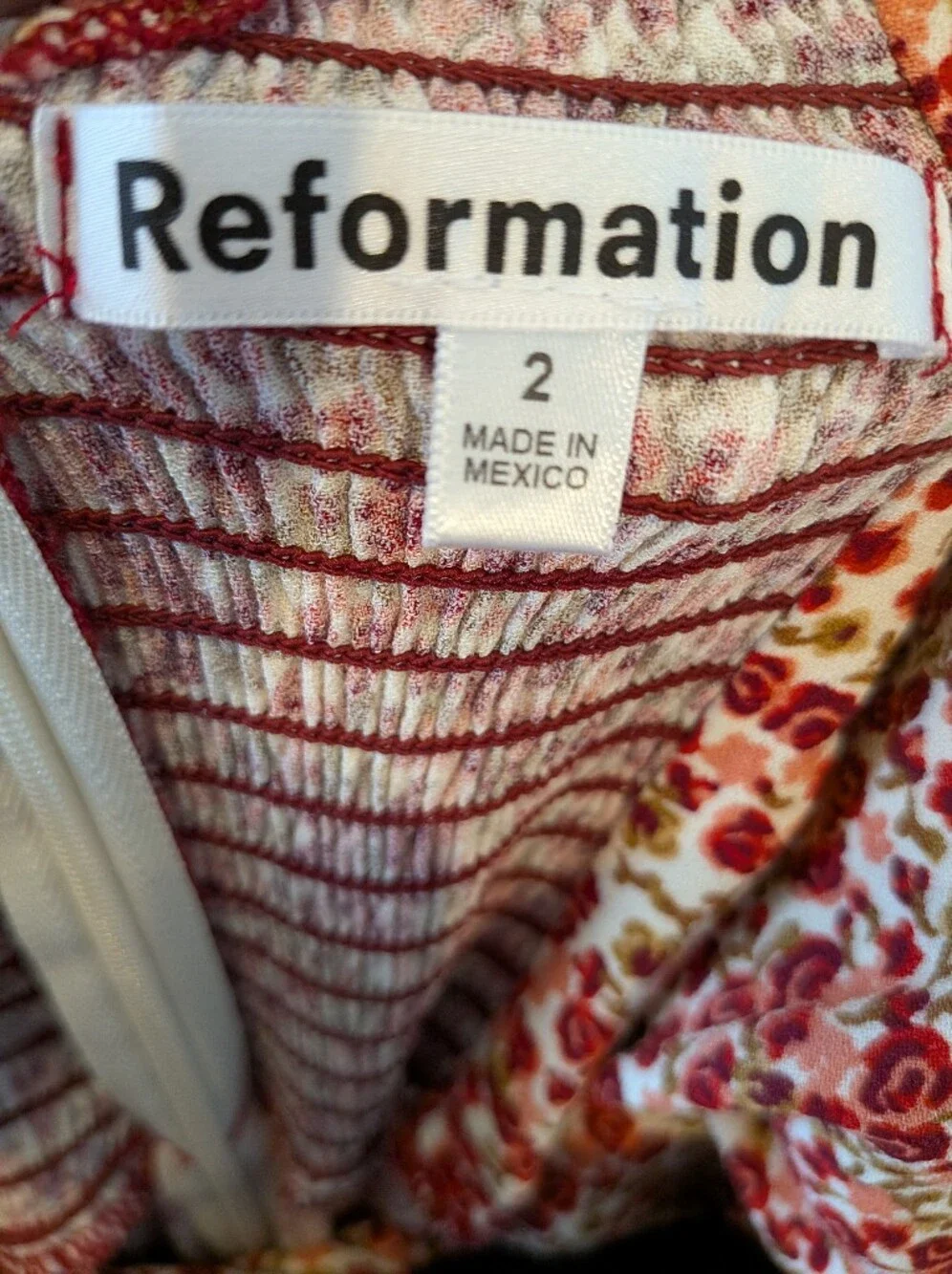 Reformation Petites Baxley Floral Midi Dress La Vie En Rose Red Pink Size 2 - Picture 15 of 16